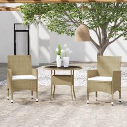 Ensemble à manger de jardin 3 pcs Résine tressée Beige alsavelo