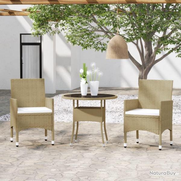 Ensemble  manger de jardin 3 pcs Rsine tresse Beige alsavelo
