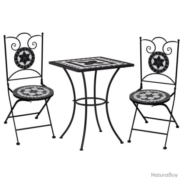 bistro 3 pcs mosaque Carreau cramique noir Blanc alsavelo