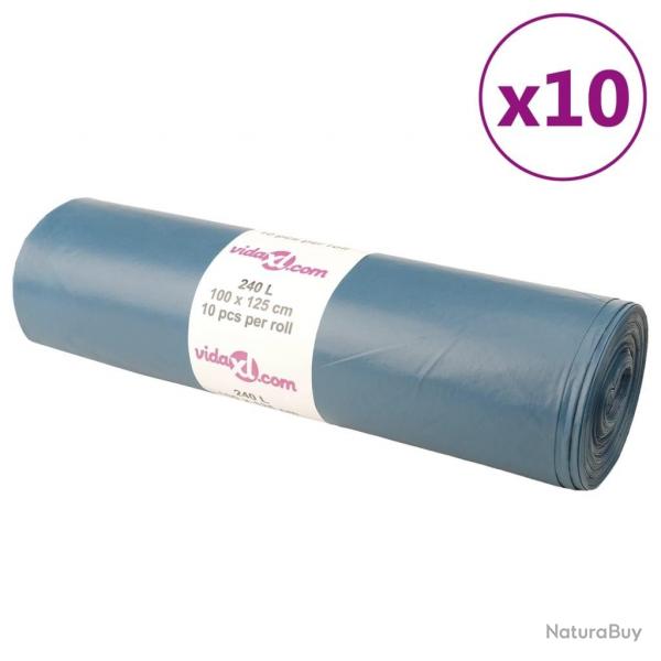 Sacs poubelles 100 pcs bleu 240 L alsavelo