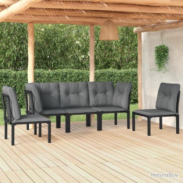 Salon de jardin 5 pcs noir et gris rsine tresse alsavelo