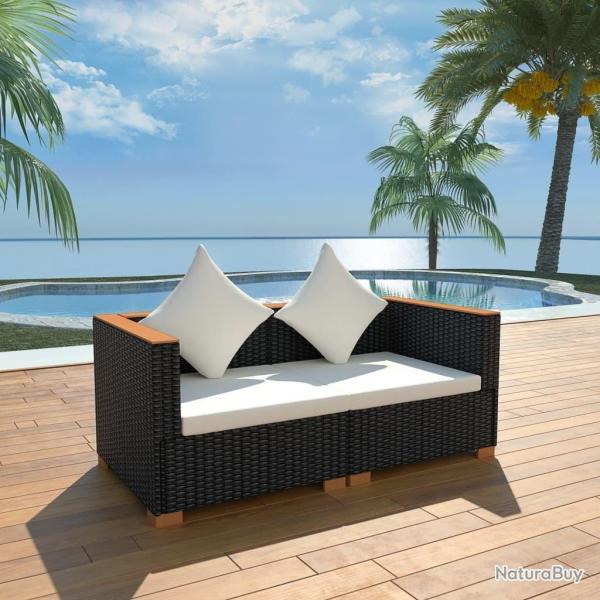 Canap de jardin Rsine tresse Noir alsavelo