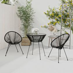 Ensemble à dîner d'extérieur 3 pcs Rotin PVC Noir alsavelo