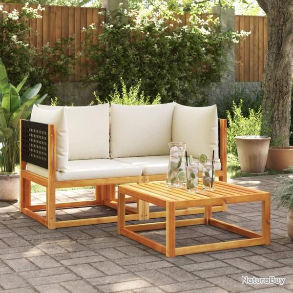 Canaps d'angle de jardin et coussins 2pcs bois massif d'acacia alsavelo