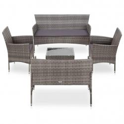 Salon de jardin 5 pcs avec coussins résine tressée gris alsavelo