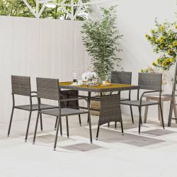 Mobilier à dîner d'extérieur 5 pcs Résine tressée Gris alsavelo