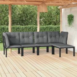Salon de jardin 5 pcs noir et gris résine tressée alsavelo