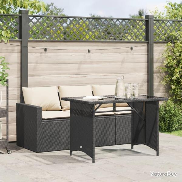 Ensemble  manger de jardin coussins 2pcs noir rsine tresse alsavelo