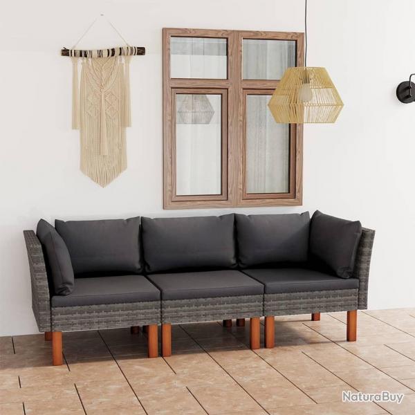 Canap de jardin  3 places avec coussins Gris Rsine tresse alsavelo