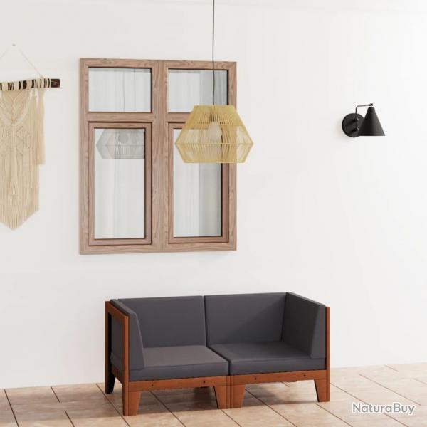 Canap 2 places avec coussins gris fonc Bois d'acacia massif alsavelo