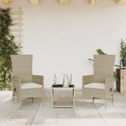 Ensemble à manger de jardin et coussins 3 pcs Beige poly rotin alsavelo