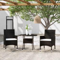 Ensemble à manger de jardin 3 pcs Résine tressée Noir alsavelo