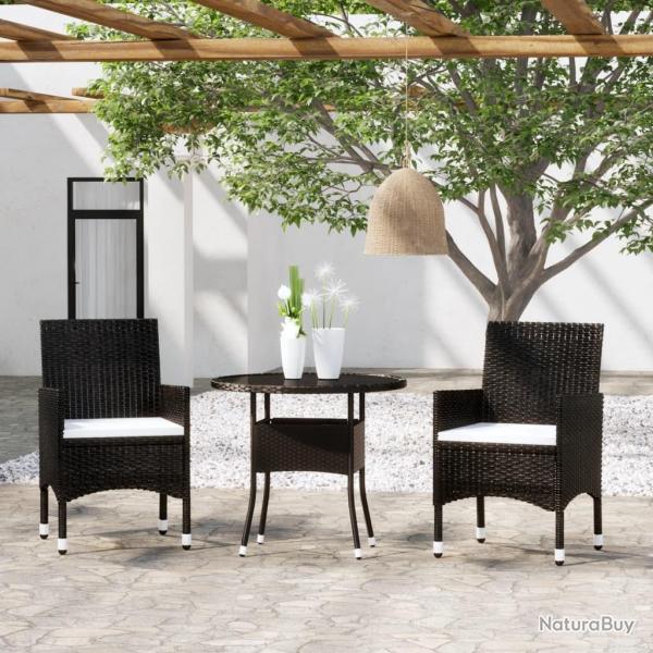 Ensemble  manger de jardin 3 pcs Rsine tresse Noir alsavelo