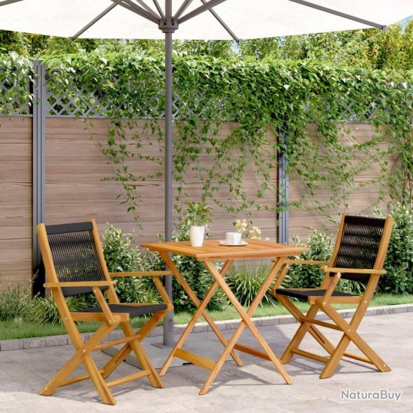 bistro 3 pcs noir polypropylne et bois massif alsavelo