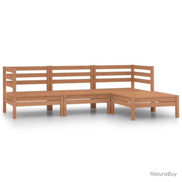 Salon de jardin 4 pcs Bois de pin massif Marron miel alsavelo