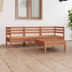 Salon de jardin 4 pcs Marron miel Bois de pin massif alsavelo