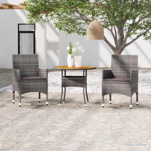 Ensemble  manger de jardin 3 pcs Rsine tresse Gris alsavelo