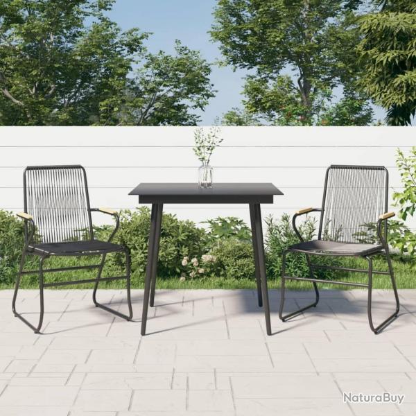 Ensemble  manger de jardin 3 pcs noir rotin PVC alsavelo