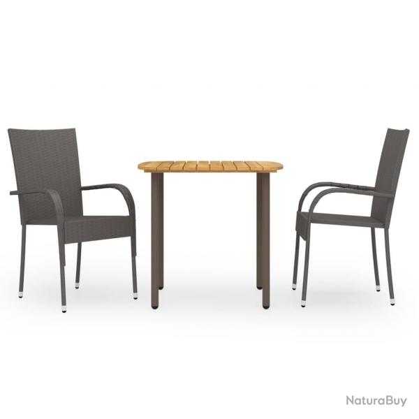 Ensemble  manger de jardin 3pcs Rsine tresse Marron alsavelo