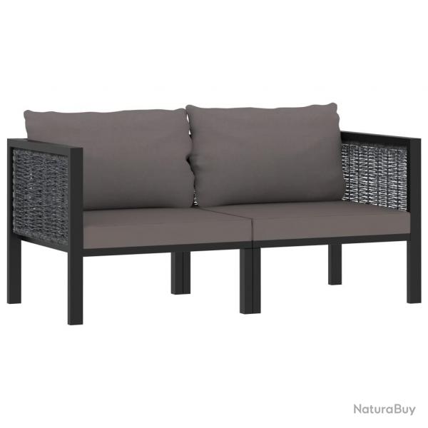 Canap  2 places avec coussins Anthracite Rsine tresse alsavelo