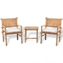 Mobilier de bistro 3 pcs avec coussins Bambou alsavelo