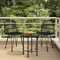 Ensemble à manger de jardin 3 pcs Noir Résine tressée alsavelo