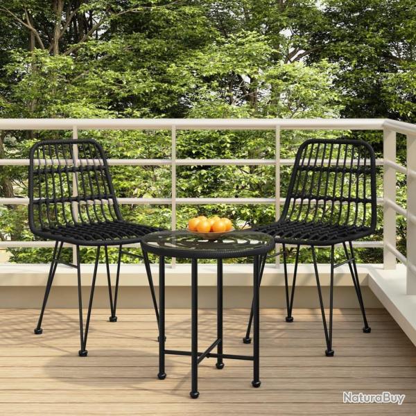 Ensemble  manger de jardin 3 pcs Noir Rsine tresse alsavelo