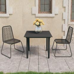 Ensemble à manger de jardin 3 pcs PVC résine tressée noir alsavelo