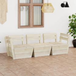 Canapé palette à 3 places de jardin Bois d'épicéa imprégné alsavelo