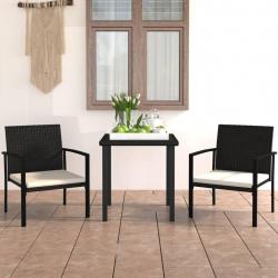 Ensemble à manger de jardin 3 pcs Résine tressée Noir alsavelo
