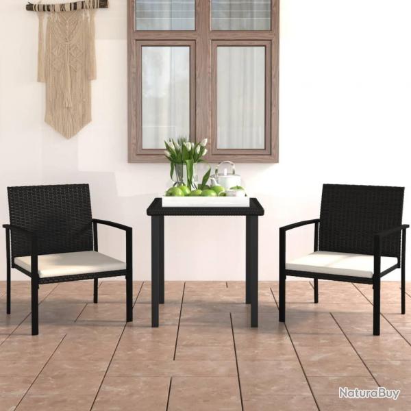 Ensemble  manger de jardin 3 pcs Rsine tresse Noir alsavelo