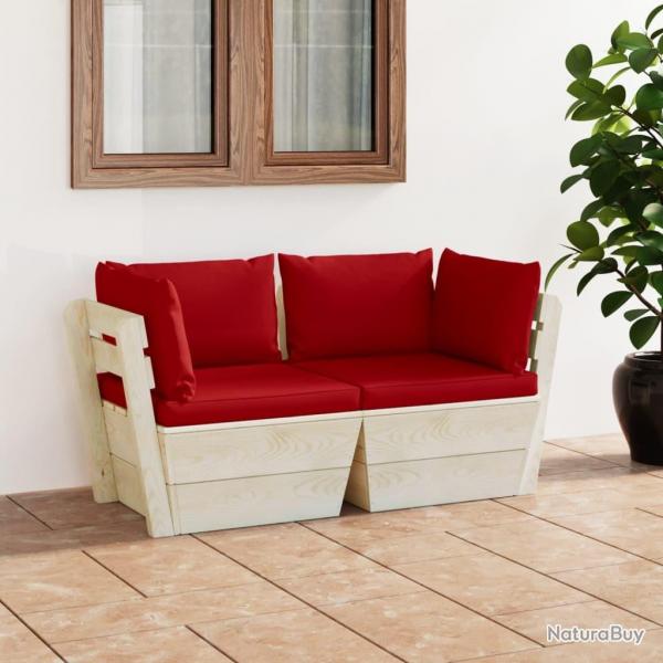Canap palette  2 places de jardin avec coussins Bois d'pica alsavelo