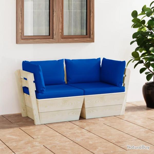Canap palette  2 places de jardin avec coussins Bois d'pica alsavelo