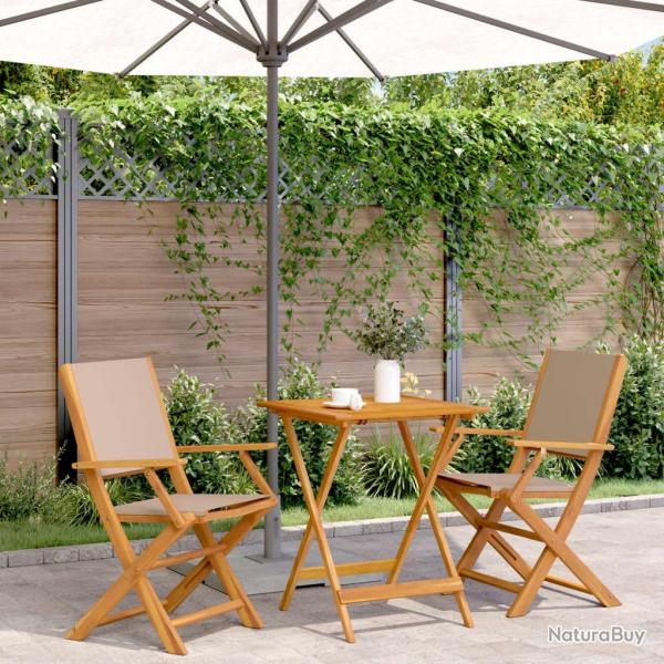 bistro 3 pcs taupe tissu et bois massif alsavelo