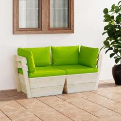 Canapé palette à 2 places de jardin avec coussins Bois d'épicéa alsavelo