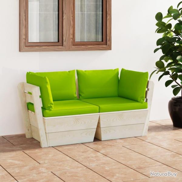 Canap palette  2 places de jardin avec coussins Bois d'pica alsavelo