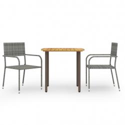 Ensemble à manger de jardin 3 pcs Résine tressée Gris alsavelo