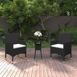 Ensemble à manger de jardin 3 pcs Résine tressée Noir alsavelo