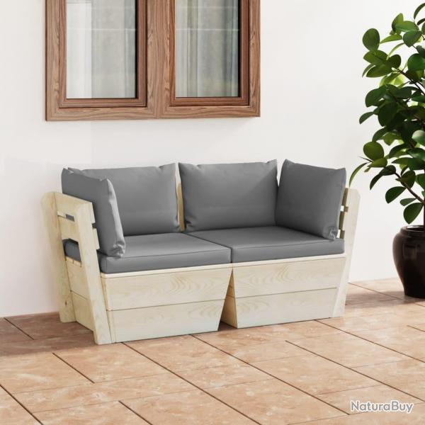 Canap palette  2 places de jardin avec coussins Bois d'pica alsavelo