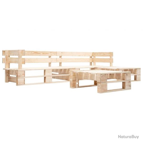 Canaps de jardin palette 4 pcs Naturel Bois alsavelo