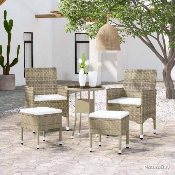 Salon de jardin 5 pcs Rsine tresse Beige alsavelo