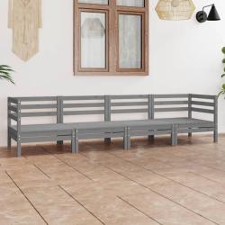 Salon de jardin 4 pcs Gris Bois de pin massif alsavelo