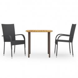 Ensemble à manger de jardin 3pcs Résine tressée Noir alsavelo
