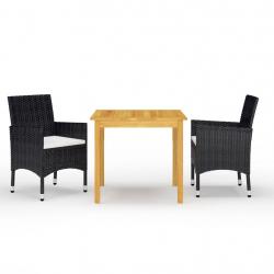 Ensemble à manger de jardin 3 pcs Noir alsavelo