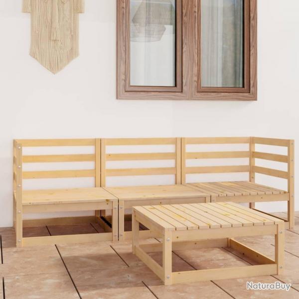 Salon de jardin 4 pcs bois de pin massif alsavelo
