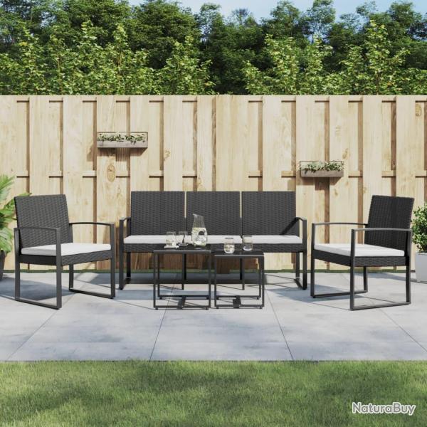 Ensemble  manger de jardin avec coussins 5 pcs noir rotin PP alsavelo