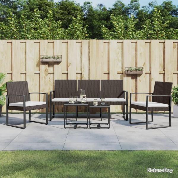 Ensemble  manger de jardin avec coussins 5 pcs marron rotin PP alsavelo