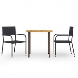 Ensemble à manger de jardin 3 pcs Résine tressée Noir alsavelo