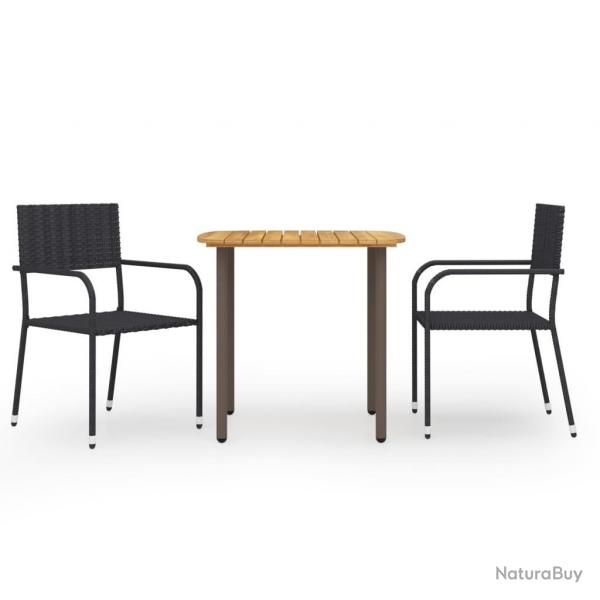 Ensemble  manger de jardin 3 pcs Rsine tresse Noir alsavelo