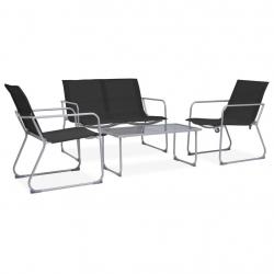 Salon de jardin 4 pcs Tissu et acier Noir alsavelo